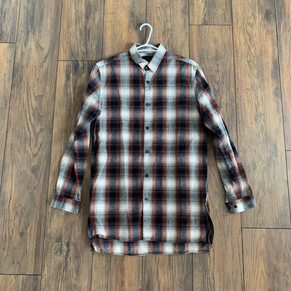 (2/$20) Le 31 Plaid Button Up Shirt with Side Zippers